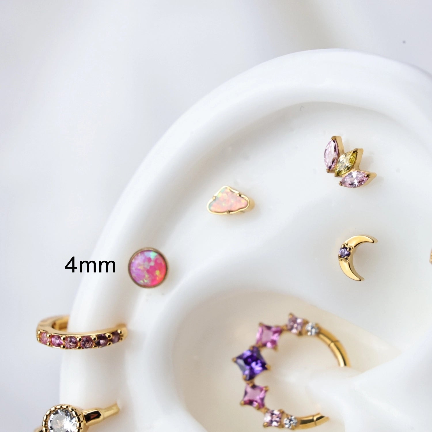 Titanium Pink Opal Push Pin Piercing Stud