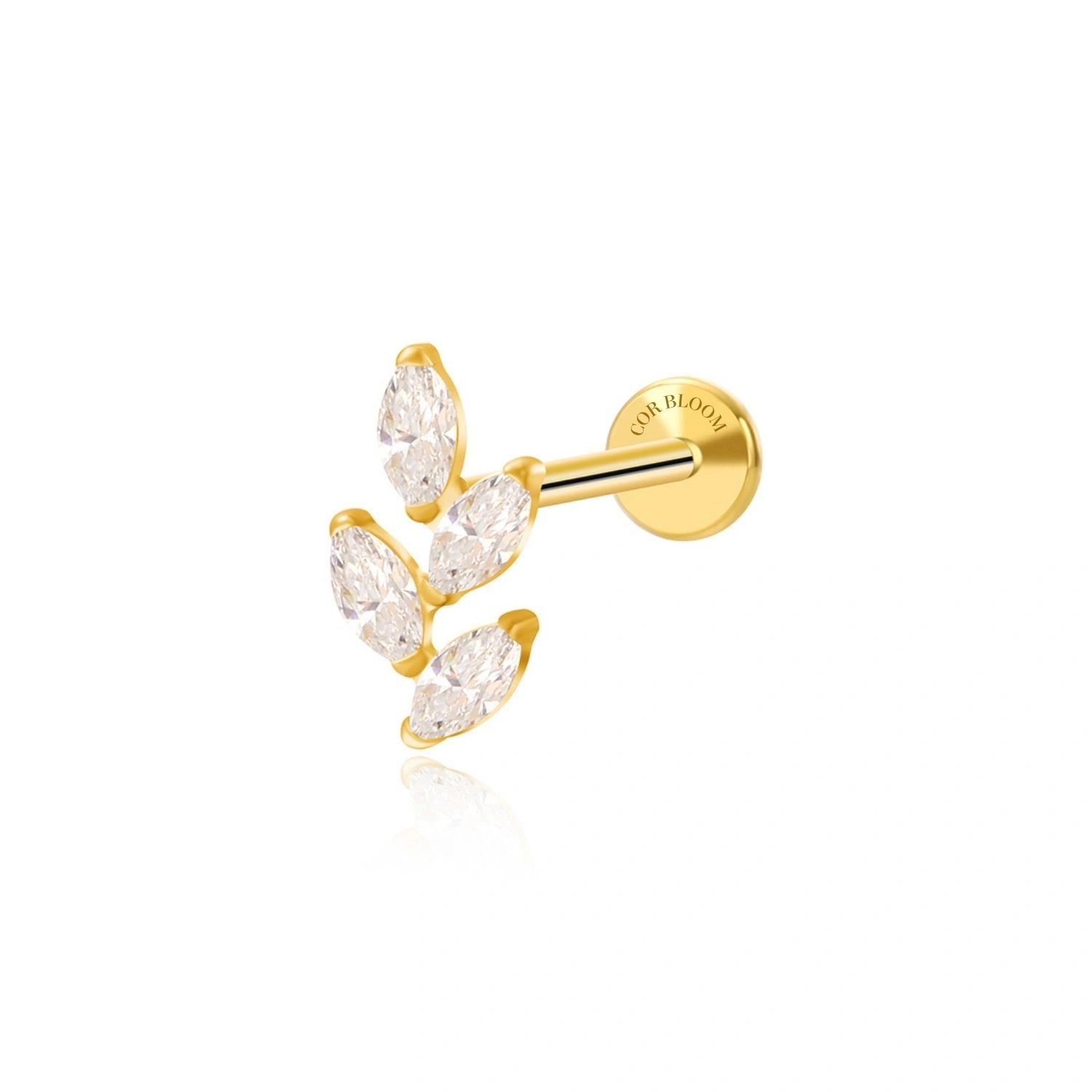 Titanium Cataleya 4-Petal Diamond Flat Back Stud