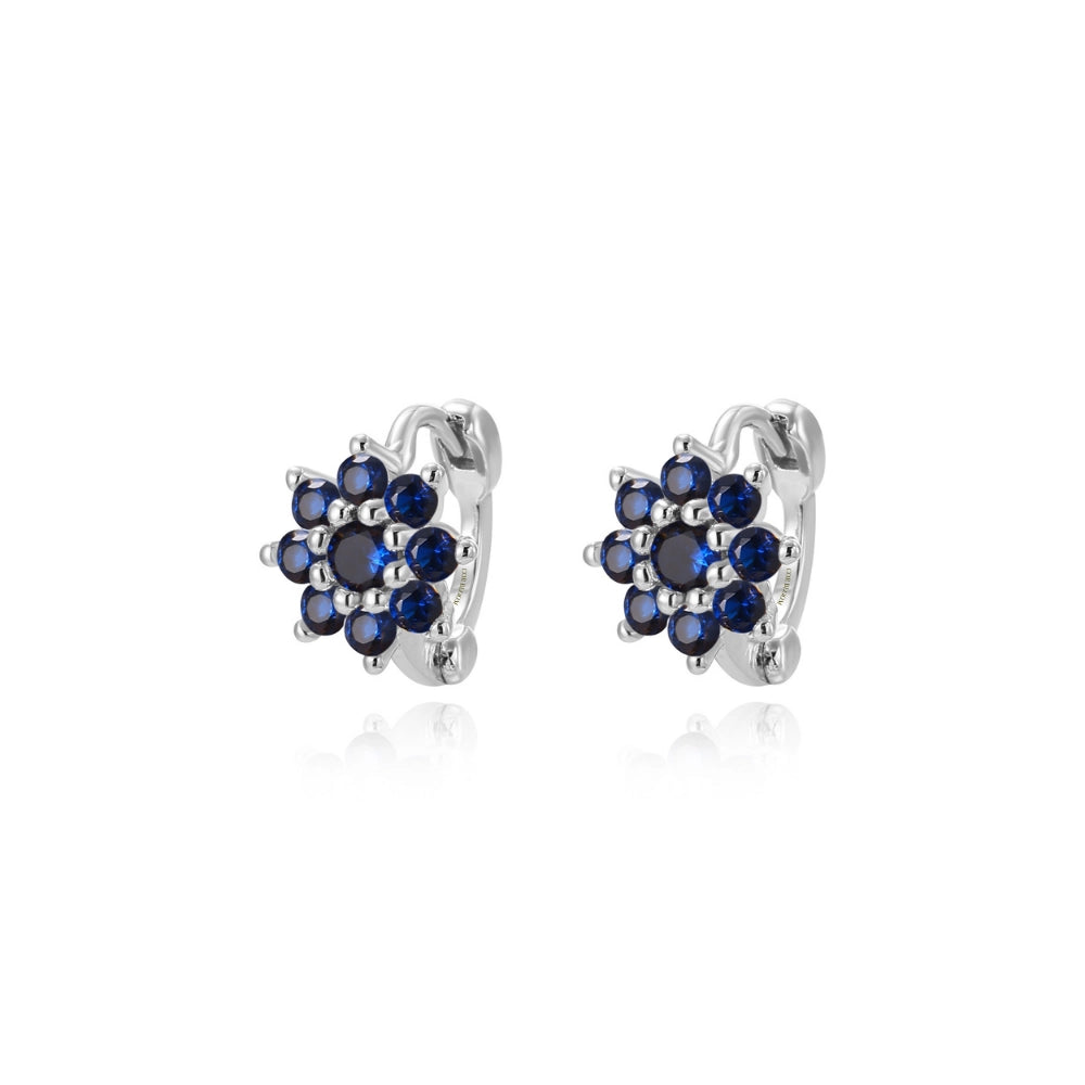 Lysander Dainty Sunflower Huggies - Blue Sapphire