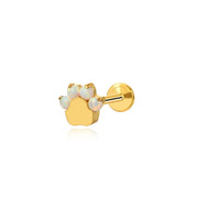 Implant-Grade Titanium White Opal Paw Flat Back Earring