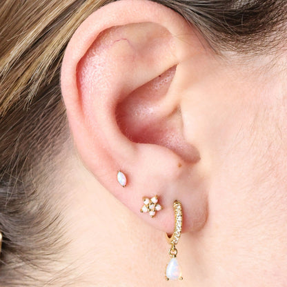 Titanium White Opal Marquise Flat Back Stud