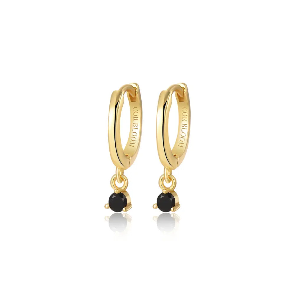 Elsa Black Onyx Mini Bling Hoop Earrings