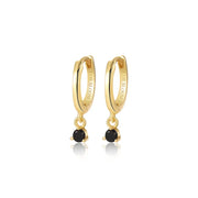 Elsa Black Onyx Mini Bling Hoop Earrings