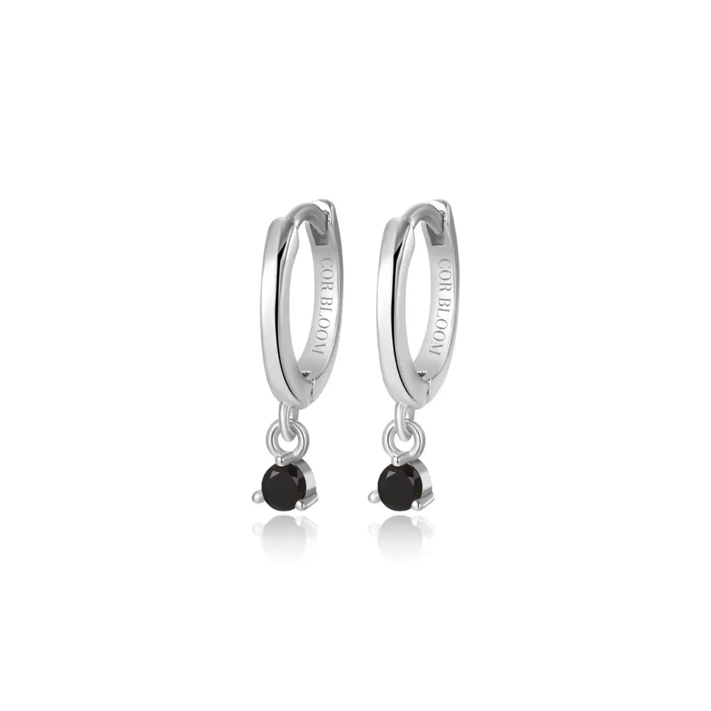 Elsa Black Onyx Mini Bling Hoop Earrings