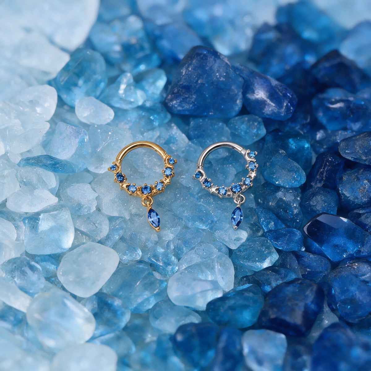 Millie Blue Sapphire Dangling Marquise Clicker