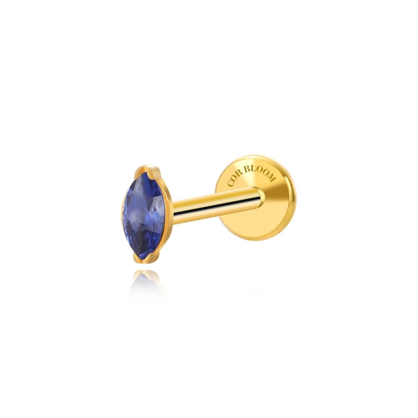 Titanium Elynn Tanzanite Marquise Flat Back Stud