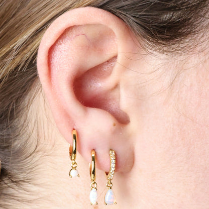 Doris Precious Opal Marquise Charm Hoop Earrings