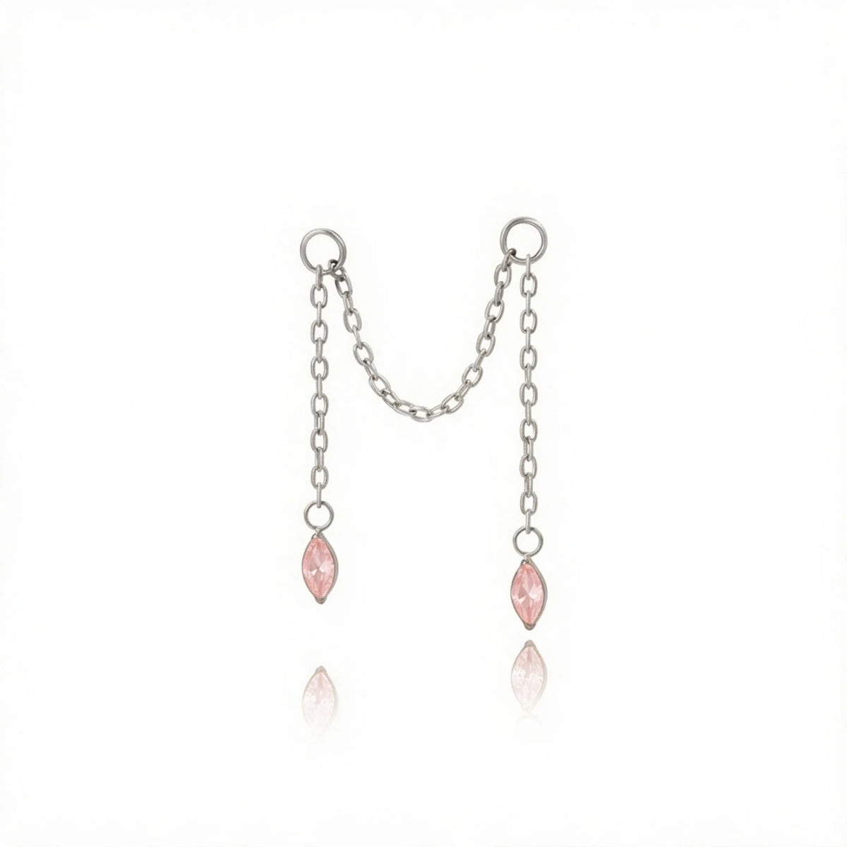 Titanium Holly Duo Marquise Cartilage Chain - Pink