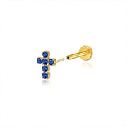 Titanium Aitana Blue Sapphire Sanctum Cross Stud