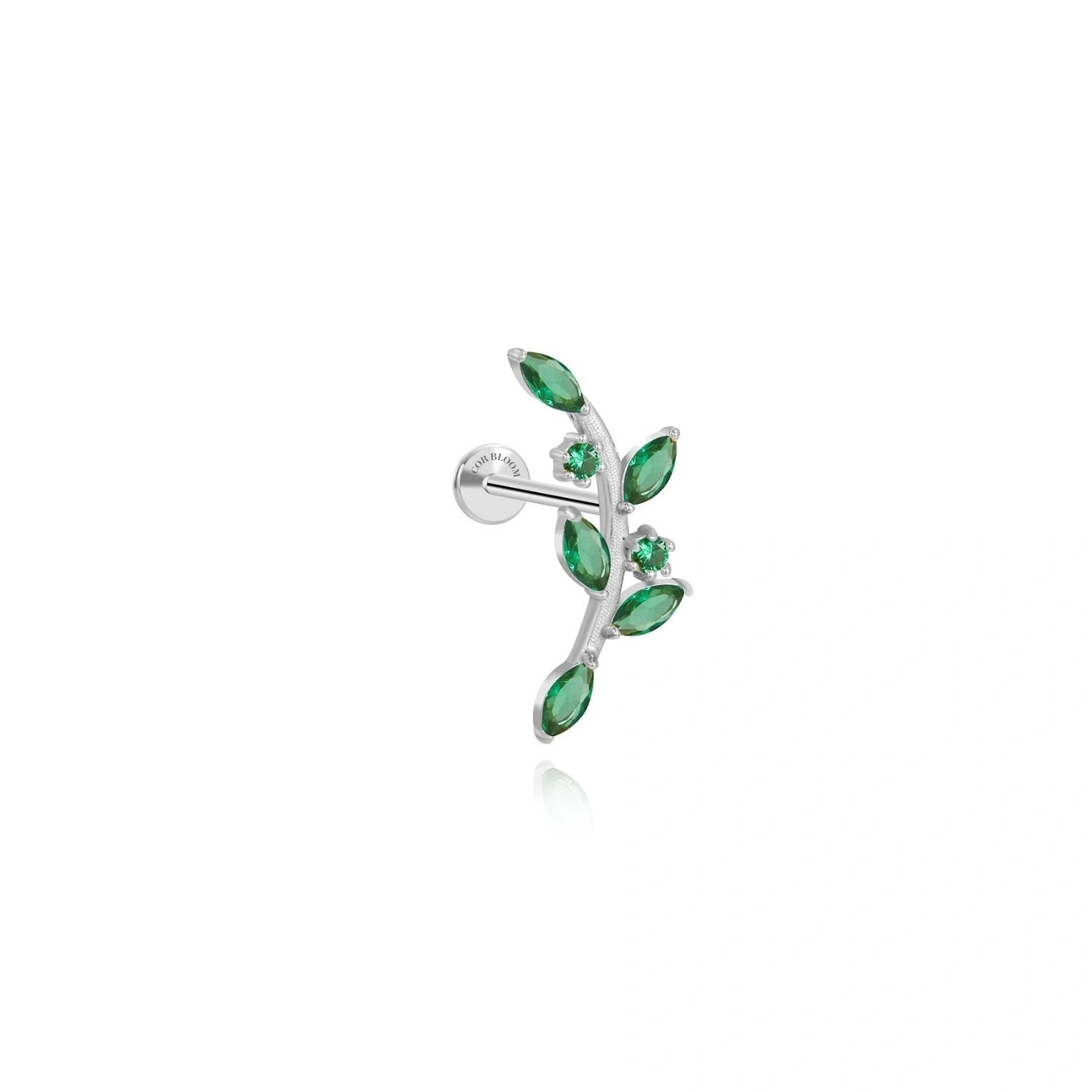 Akira Green Emerald Autumn Leaf Flatback Stud