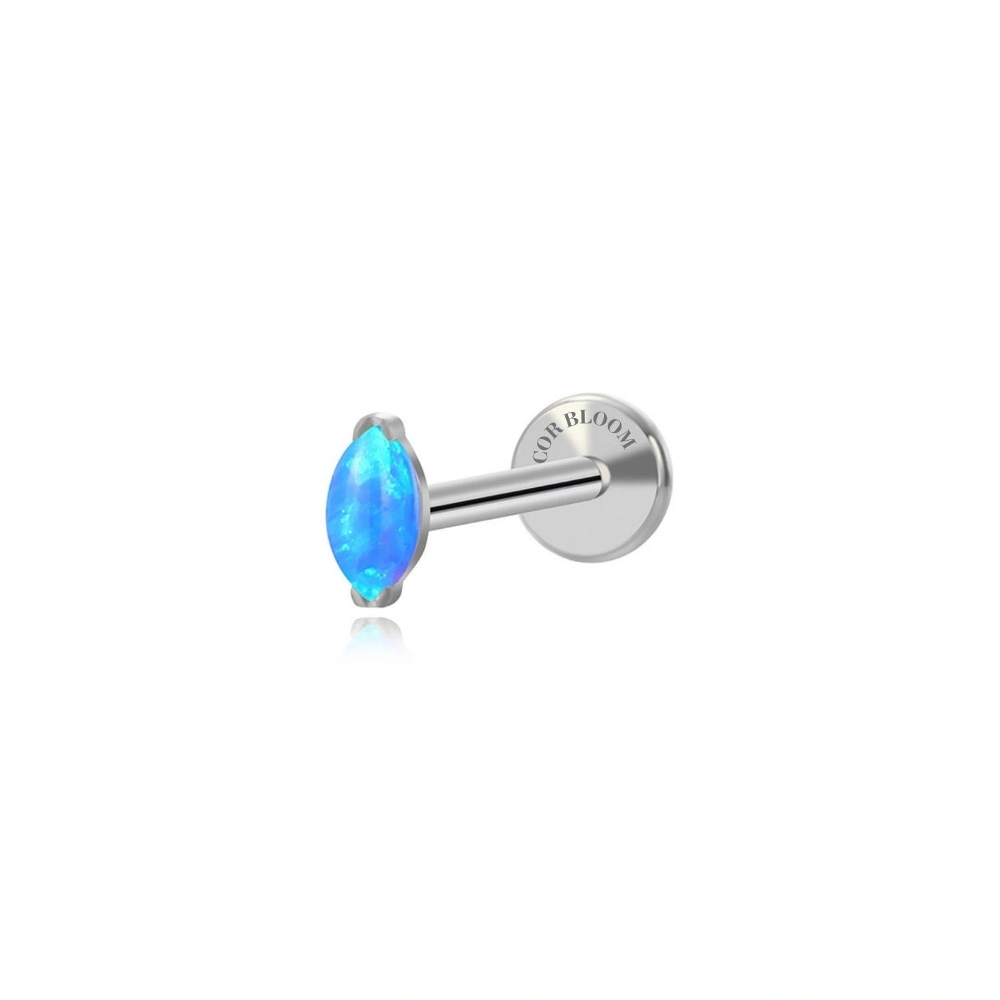 Titanium Blue Opal Marquise Flat Back Stud