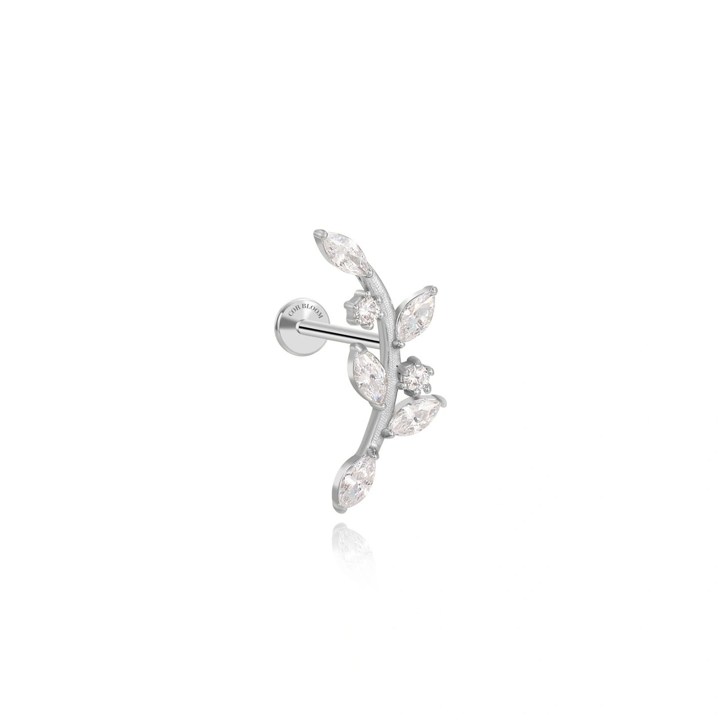 Dainty Crystal Climbing Leaf Piercing Stud