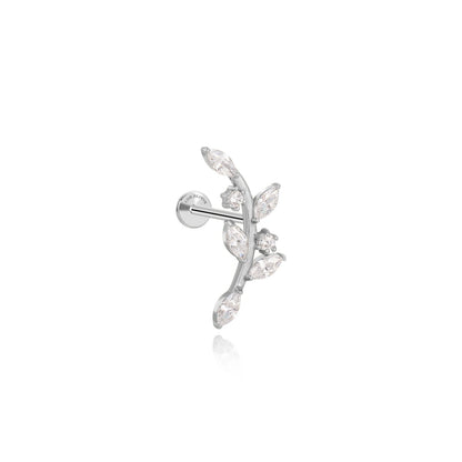 Dainty Crystal Climbing Leaf Piercing Stud