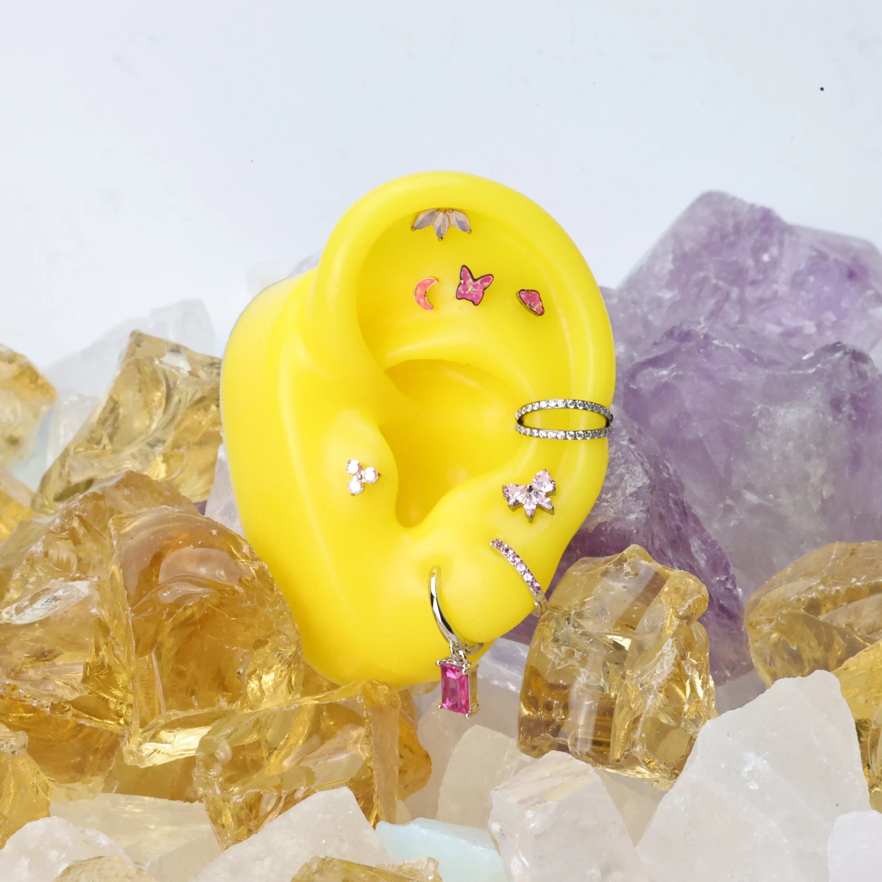 Titanium Duo Diamond Pave Clicker | Conch Hoop