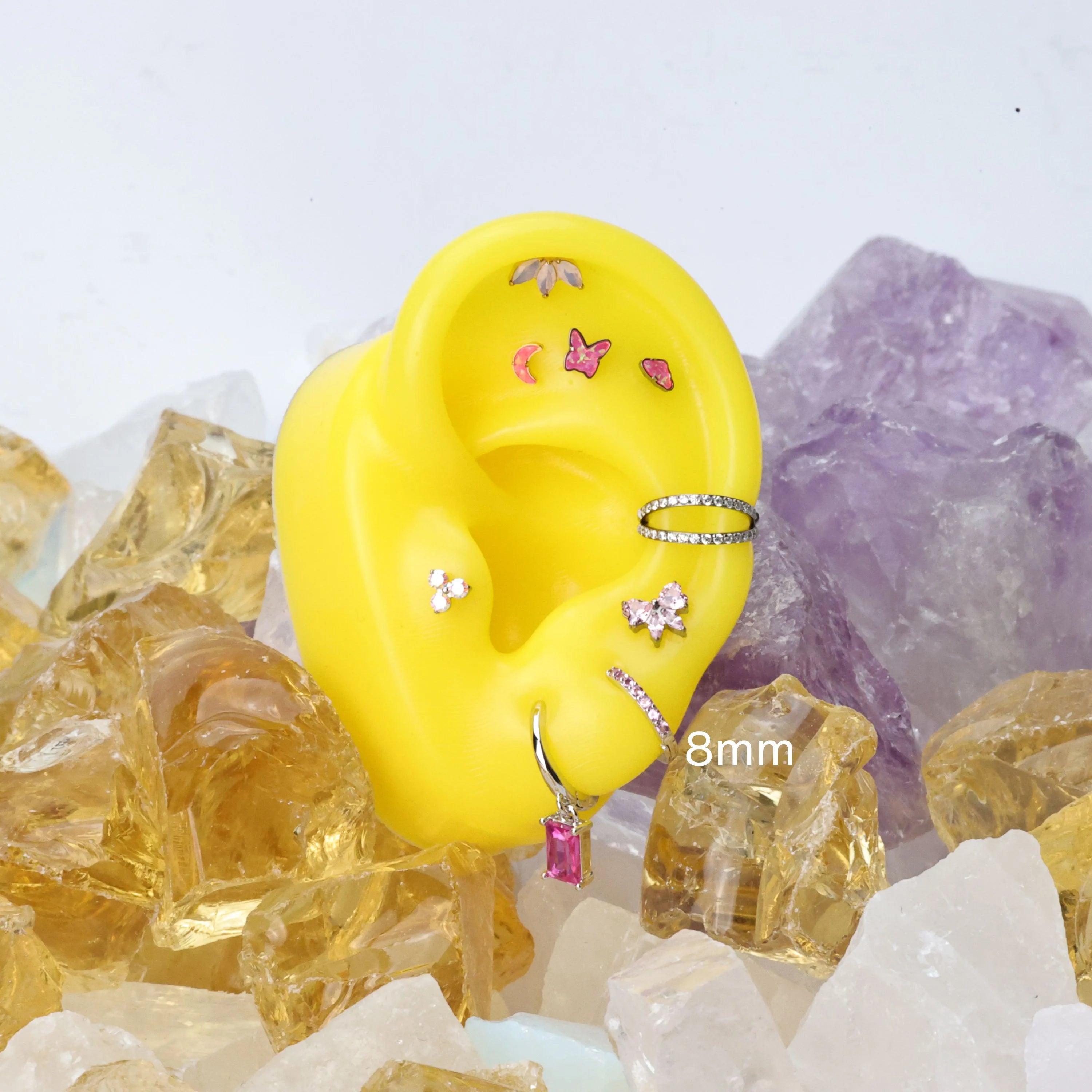Arya Pink Pave Hoop Earrings