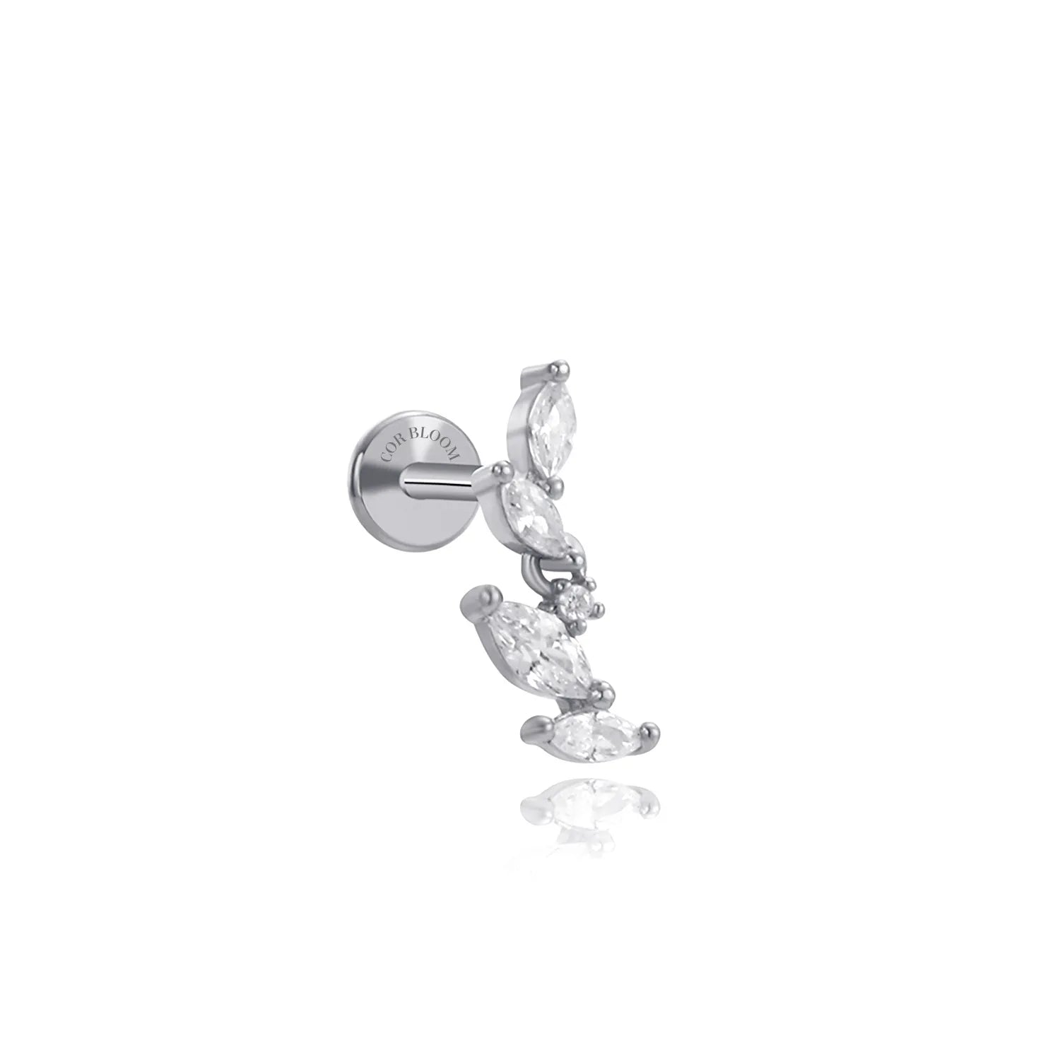 Crystal Leaf Flat Back Stud (2-Segment Design)