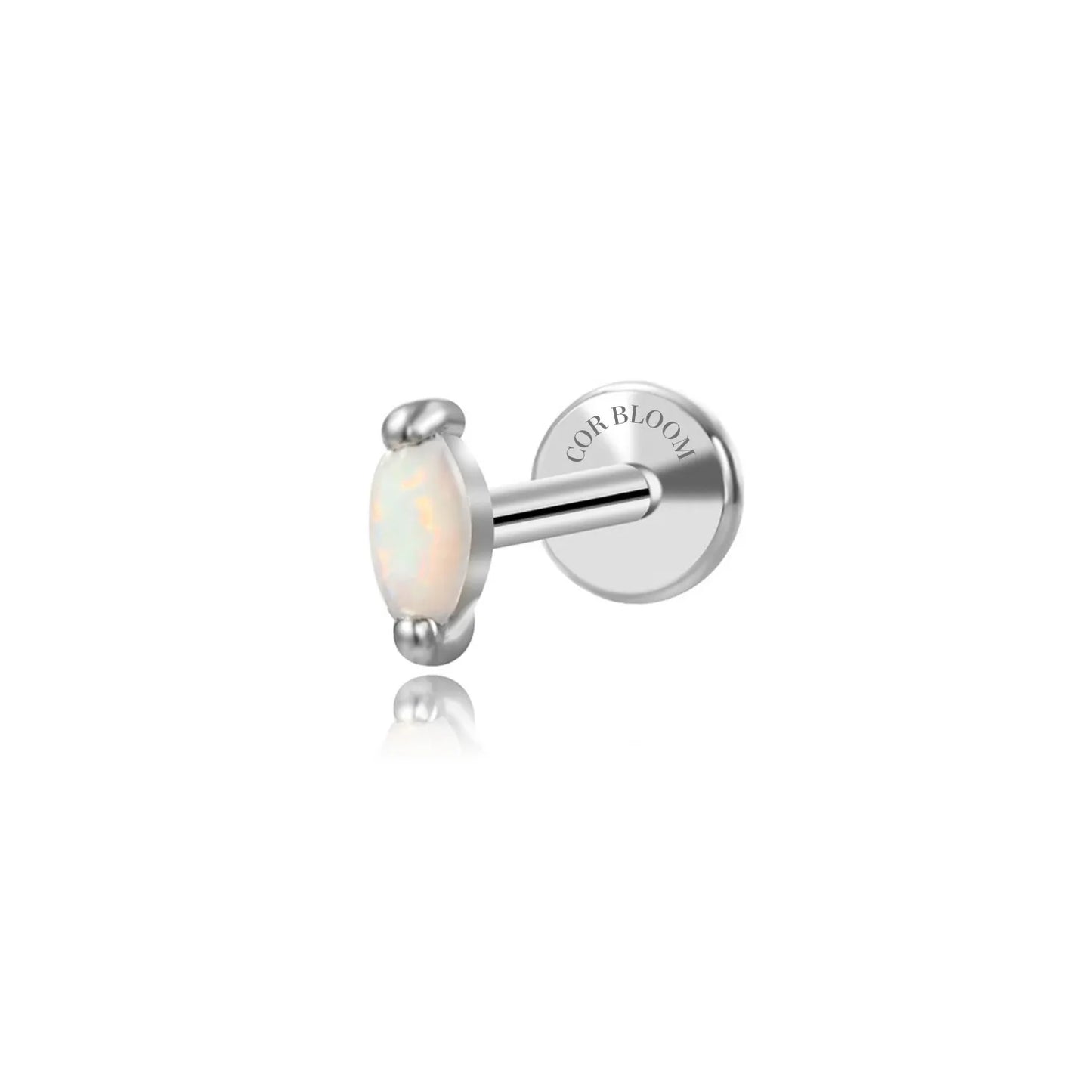 Oval Opal Labret Piercing Stud