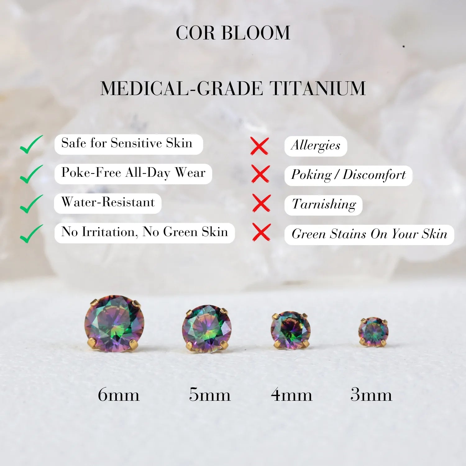 Titanium Multisize Dark Iridescent Stud (Push Pin)