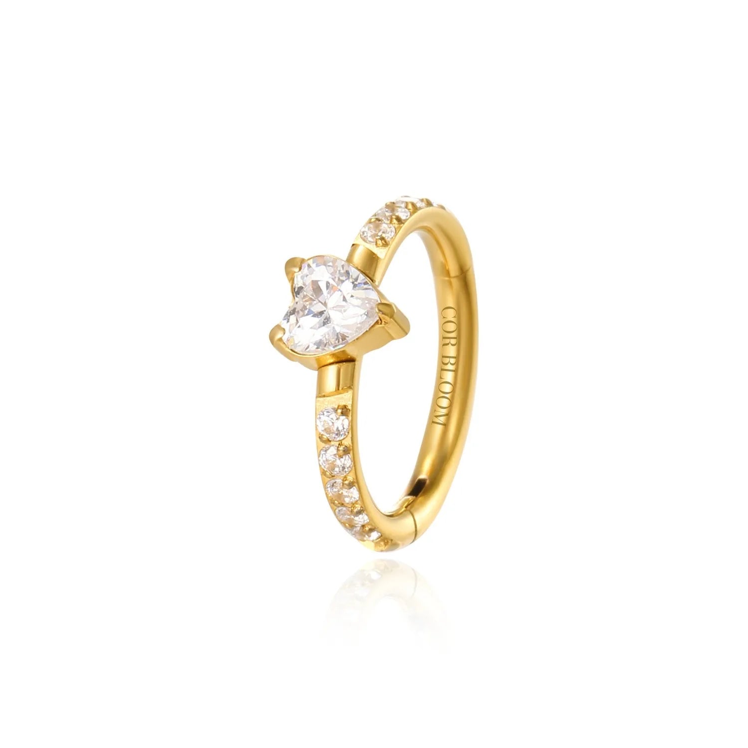 Titanium Xanthia Diamond Heart Clicker | Conch Hoop