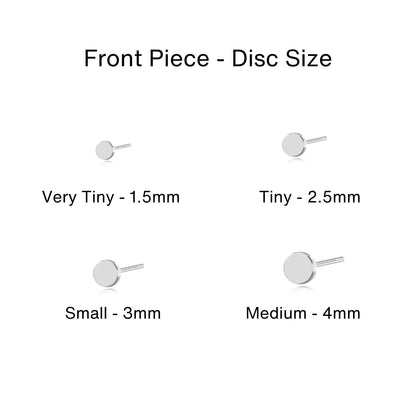 Titanium Minimal Solid Disc Push Pin Flat Back Stud