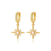 Gaia White Opal Northern Star Hoop Earrings