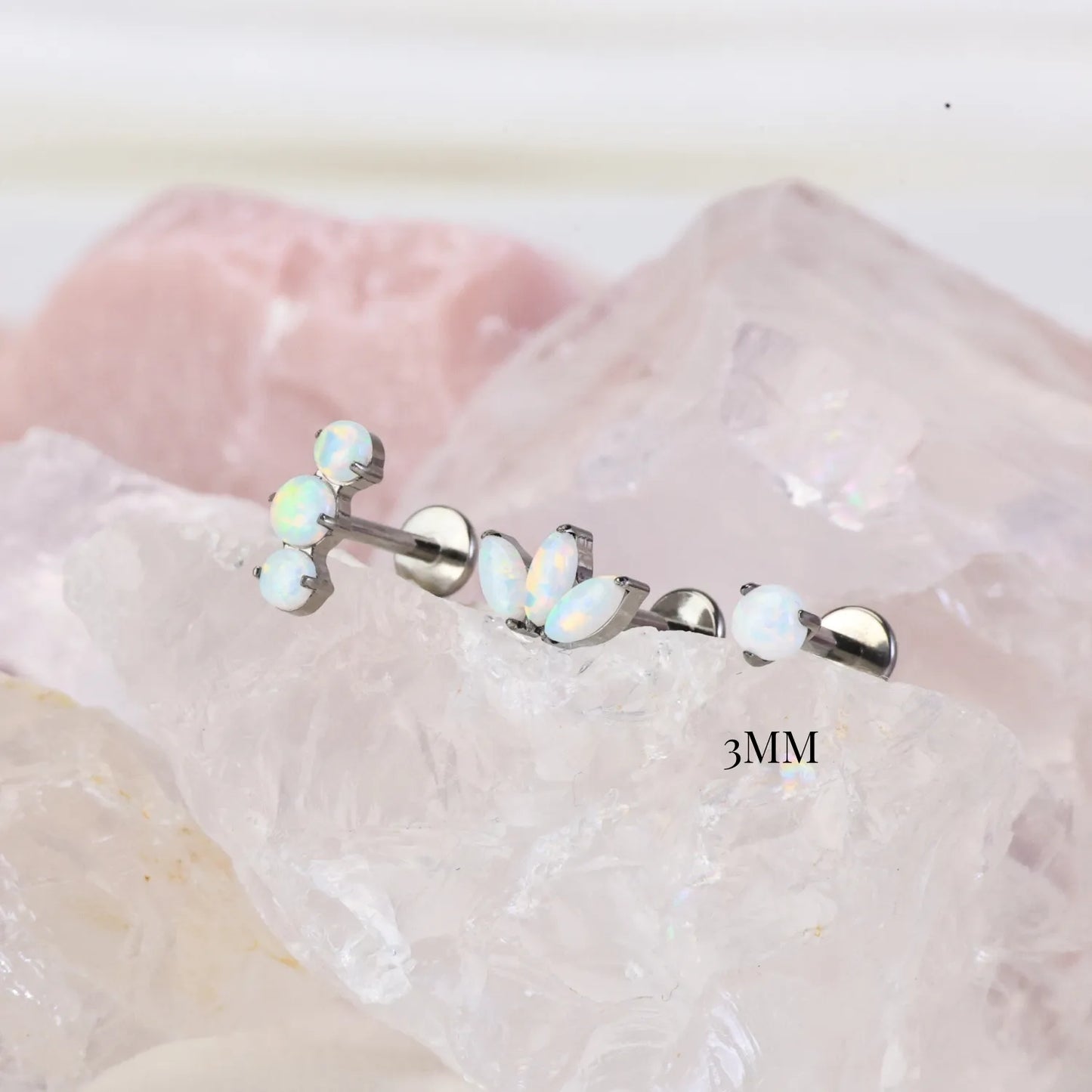 Titanium White Opal Flat Back Stud