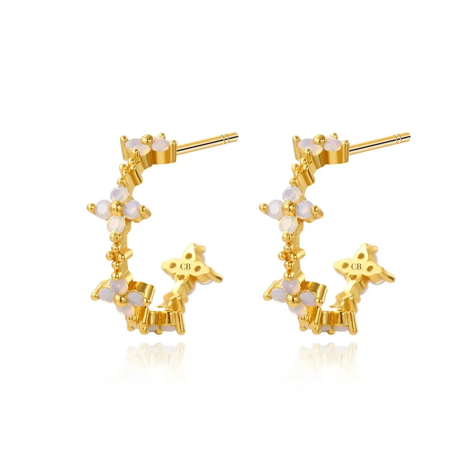Aliya Moonstone Flower Stud Earrings