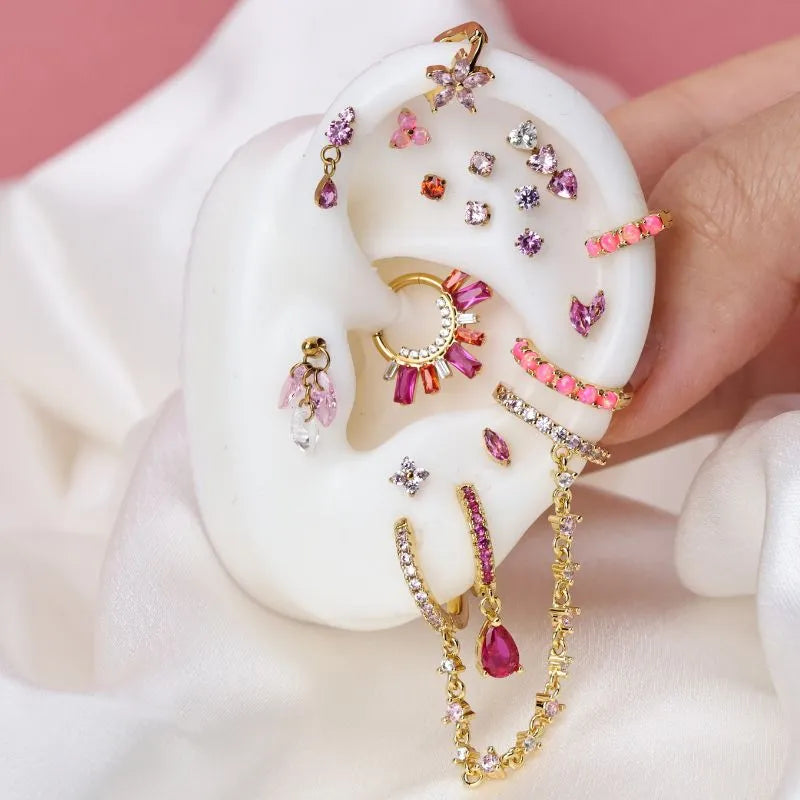 Yianna Pink Opal Hoop Earrings