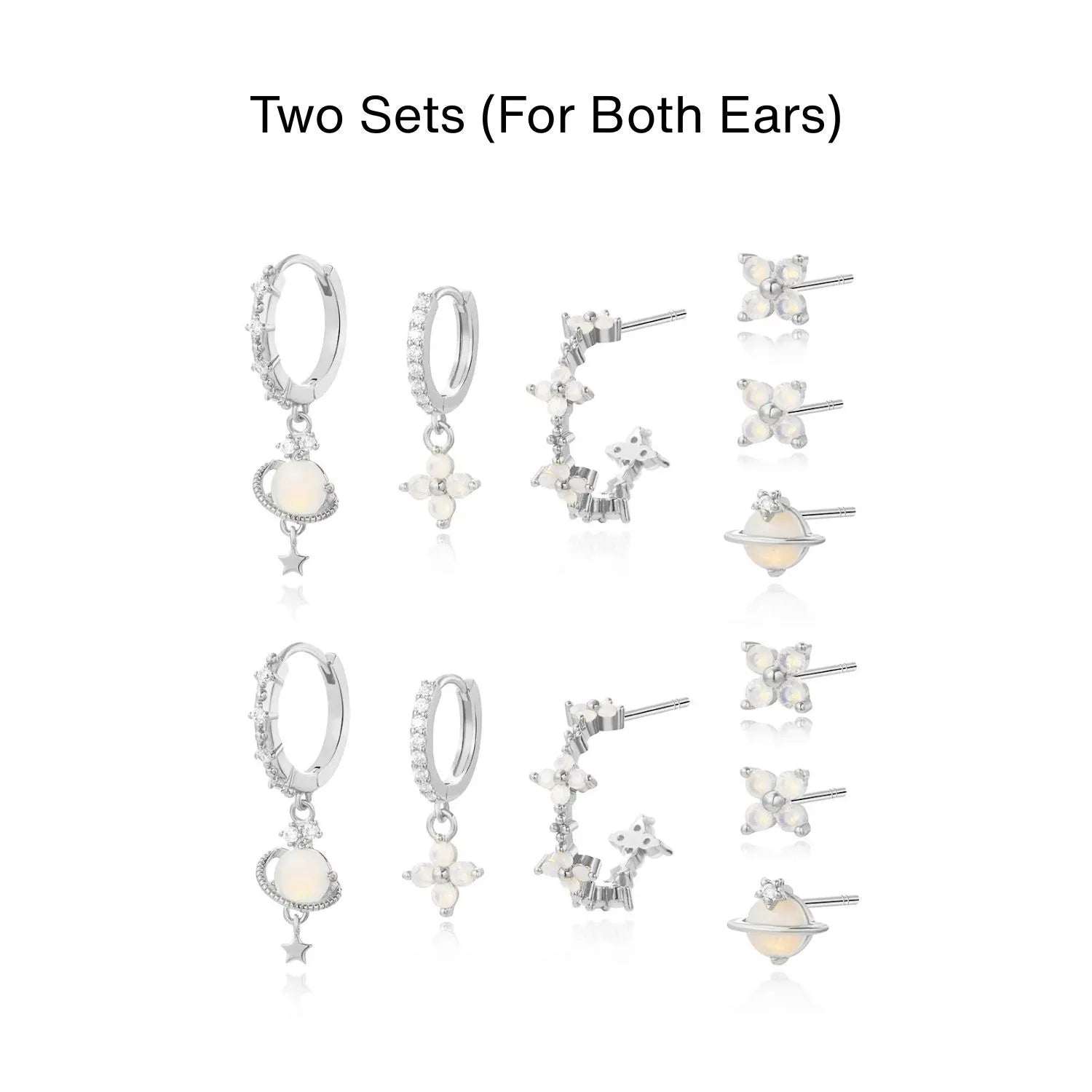 Moonstone Flower Earring Set