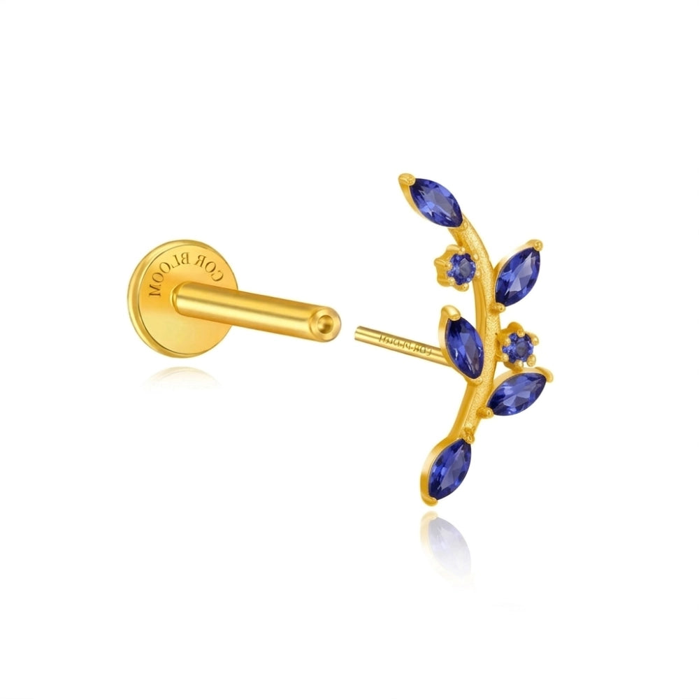 Titanium Akira Tanzanite Climbing Leaf Piercing Stud
