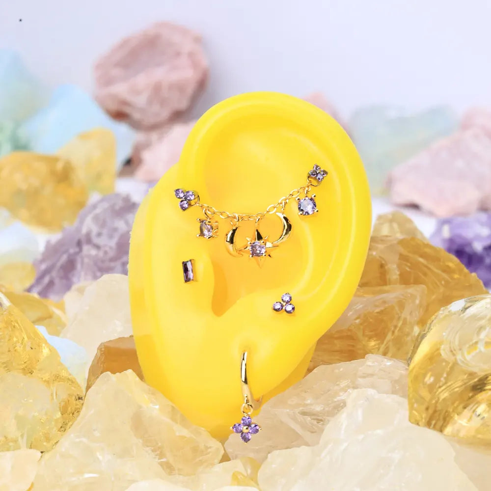 Titanium Mini Amethyst Triangle Flat Back Stud