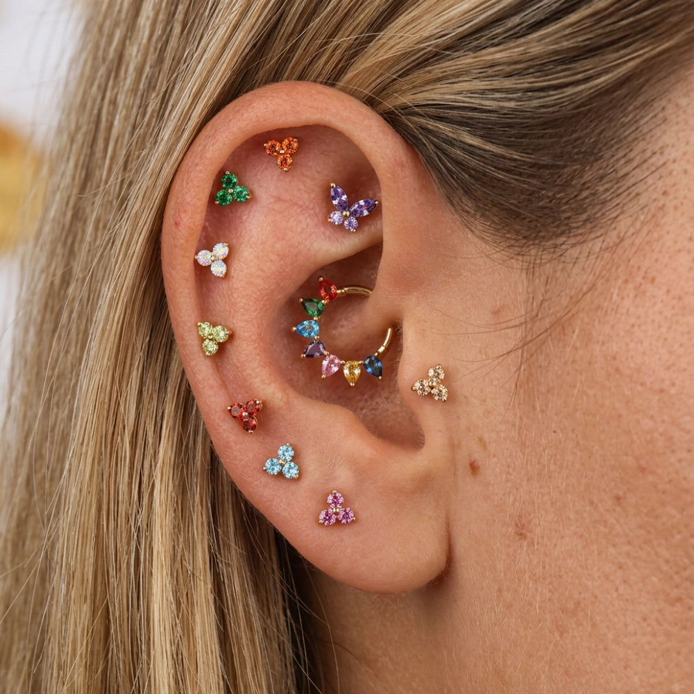 Titanium Athina Mini Rhodolite Triangle Flat Back Stud