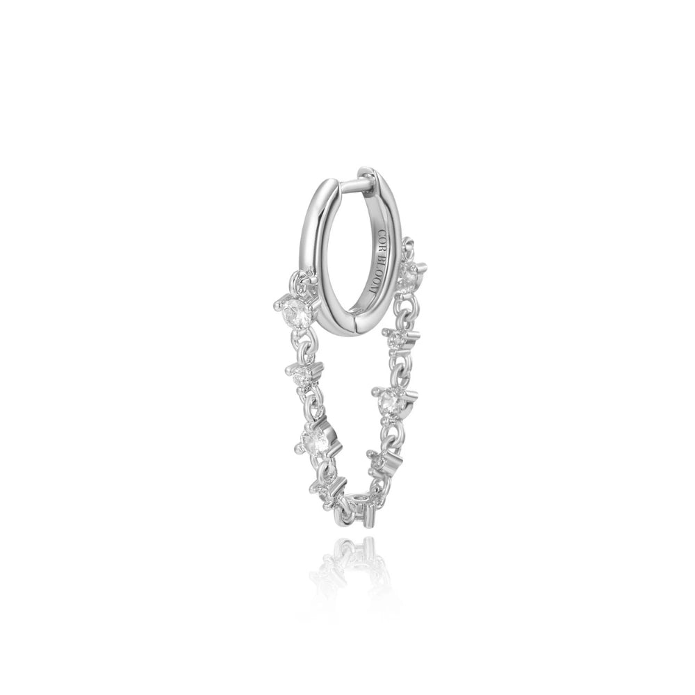 Livia Crystal Gemstones Dangling Chain Hoop Earring