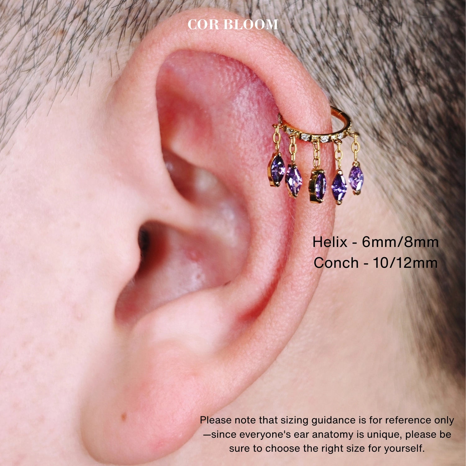 Titanium Arise Dangling Marquise Clicker - Amethyst