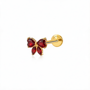 Orecchino a perno Flat Back in titanio Niamh con fiocco a nastro in granato rosso