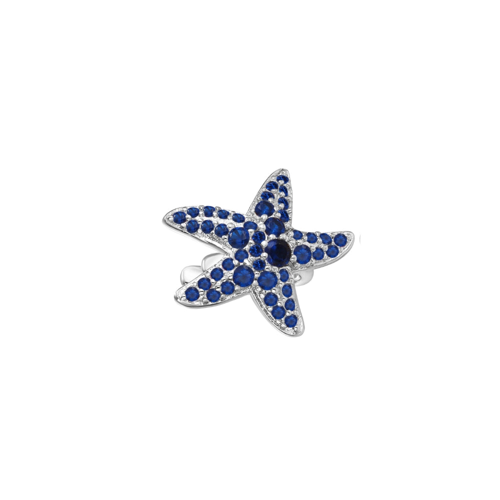 Blue Sapphire Starfish Ear Cuff