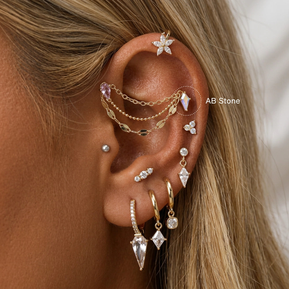 Titanium Minnie Kite-Cut Stone Flat Back Stud - Northern Light/AB