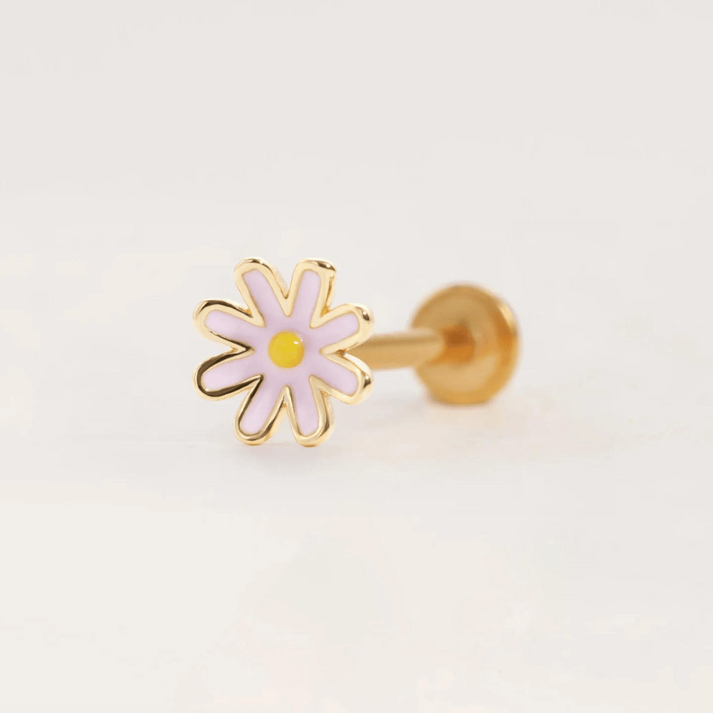 Pink Daisy Flower Trio Ring, Rose gold plated