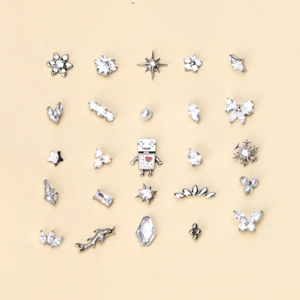 Titanium Liberty Crystal Butterfly Flat Back Stud