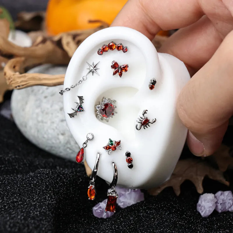 Titanium Hreremus Dark Iridescent Stone Bat Flat Back Stud