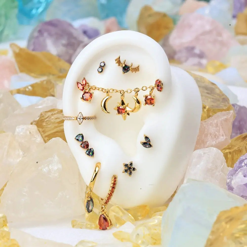 Iyla Red Garnet Guiding Star & Crescent Moon Chain Attachment
