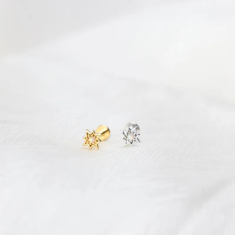 Athena White Opal Northern Star Flat Back Stud