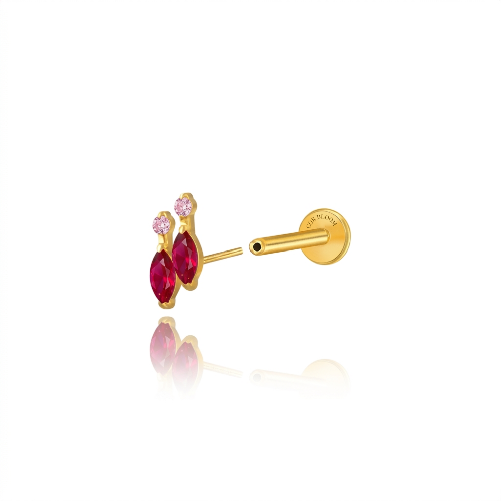 Titanium Felicity Duo Marquise Stud - Ruby
