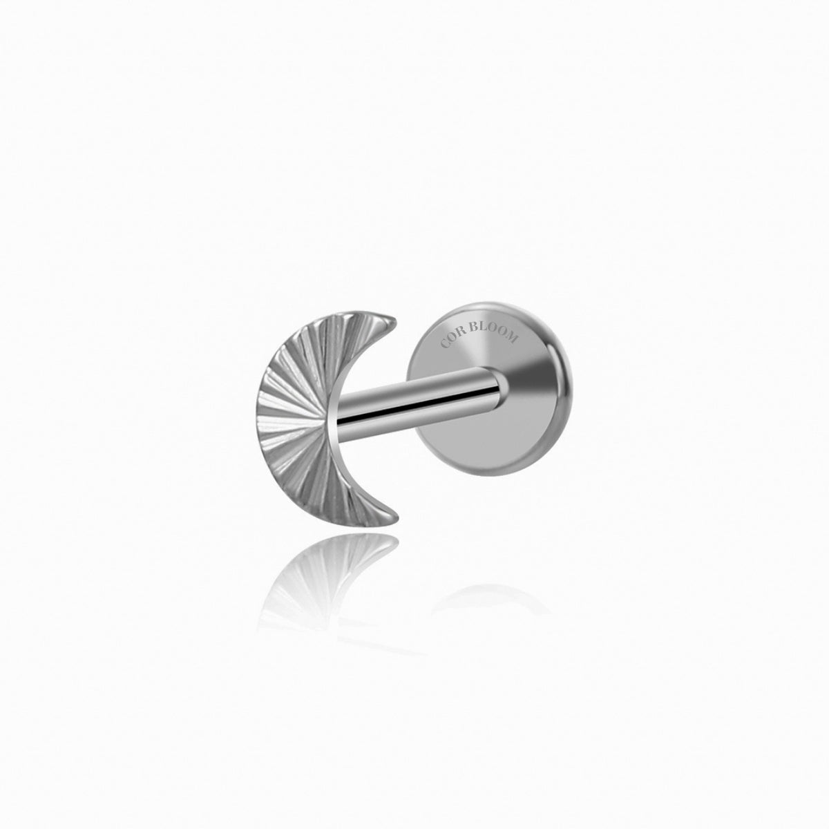 Titanium Little Radiant Moon Flatback Stud