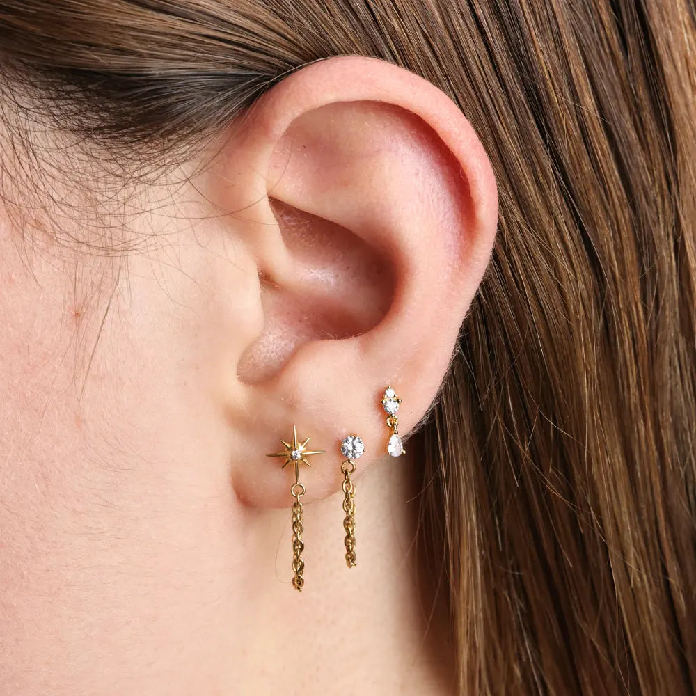 Titanium Northern Star Connected Chain Stud
