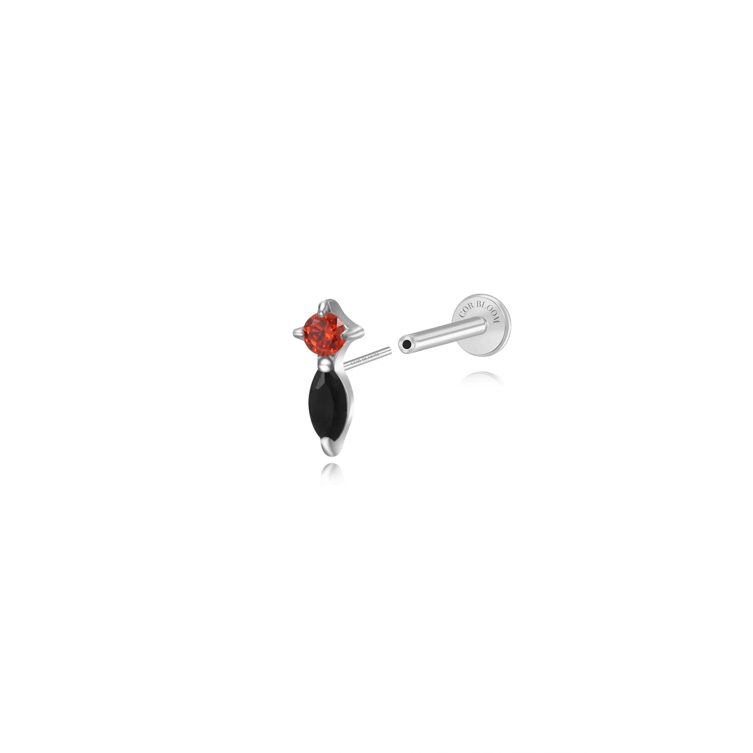 Titanium Eve Mini Marquise Stud - Fiery Darkness