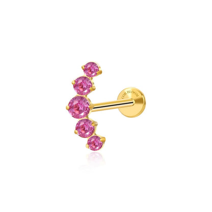 Titanium Five Ruby Gemstone Cluster Flat Back Stud