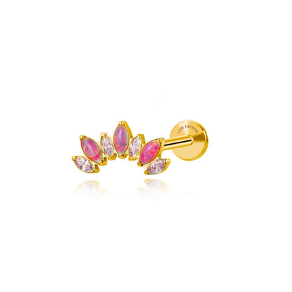 Titanium Pink Opal 7-Petal Crown Piercing Stud