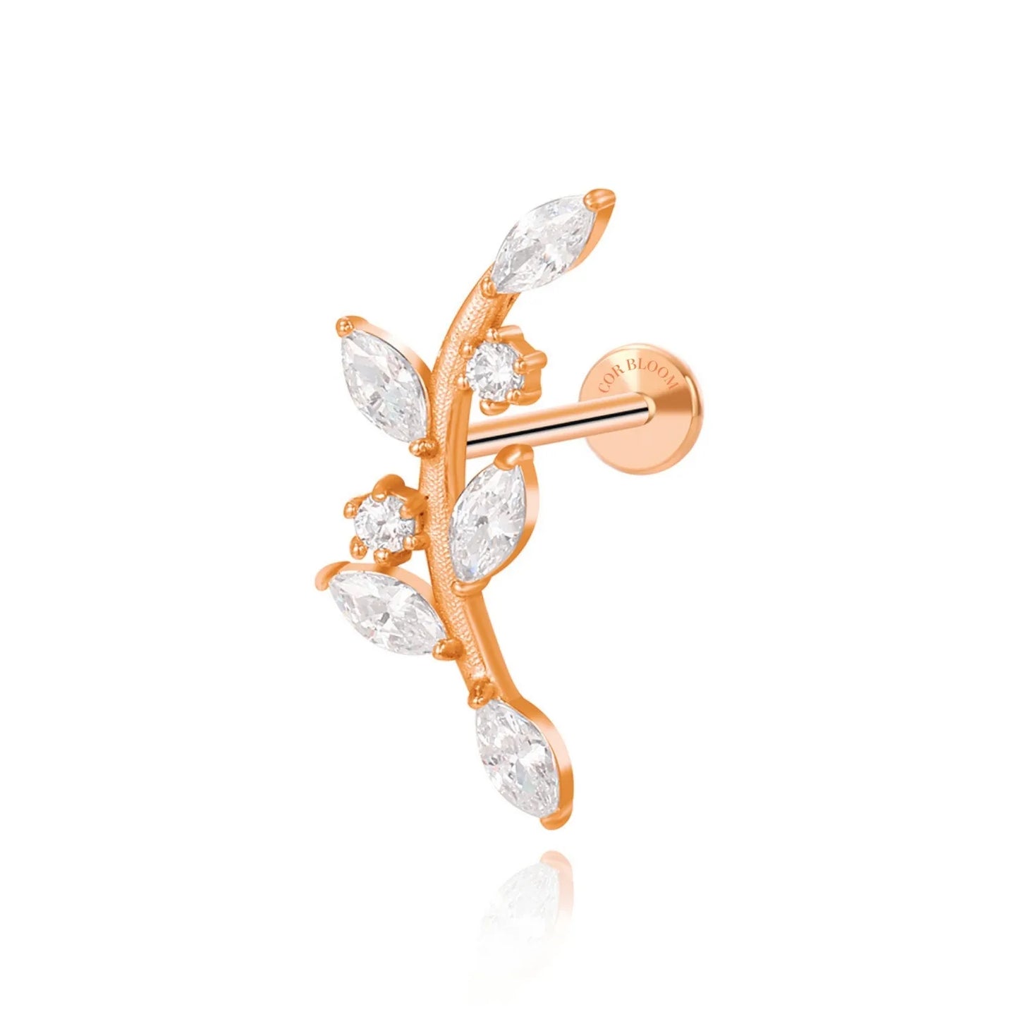 Dainty Crystal Climbing Leaf Piercing Stud