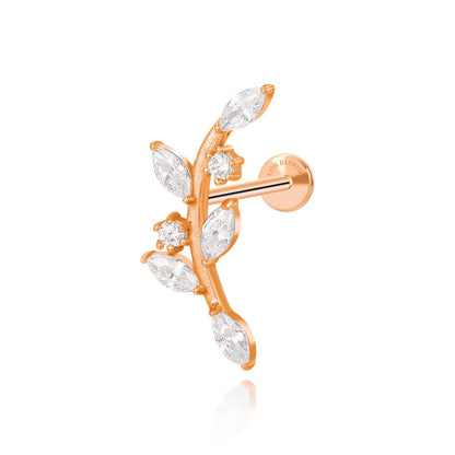 Dainty Crystal Climbing Leaf Piercing Stud